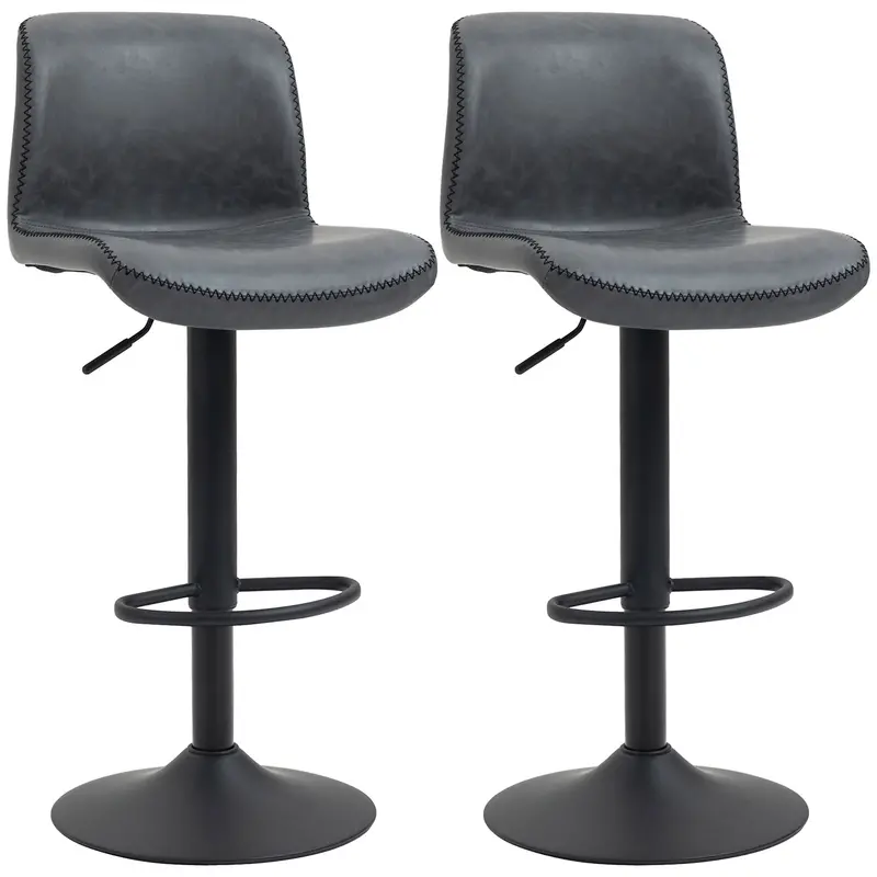 Adjustable Swivel Bar Stools – Dual-Height Pair with Footrest and Rotating Base