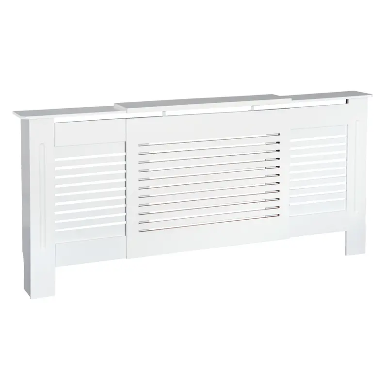 Adjustable White Radiator Cover – MDF Construction, 145–210 cm Extendable Length