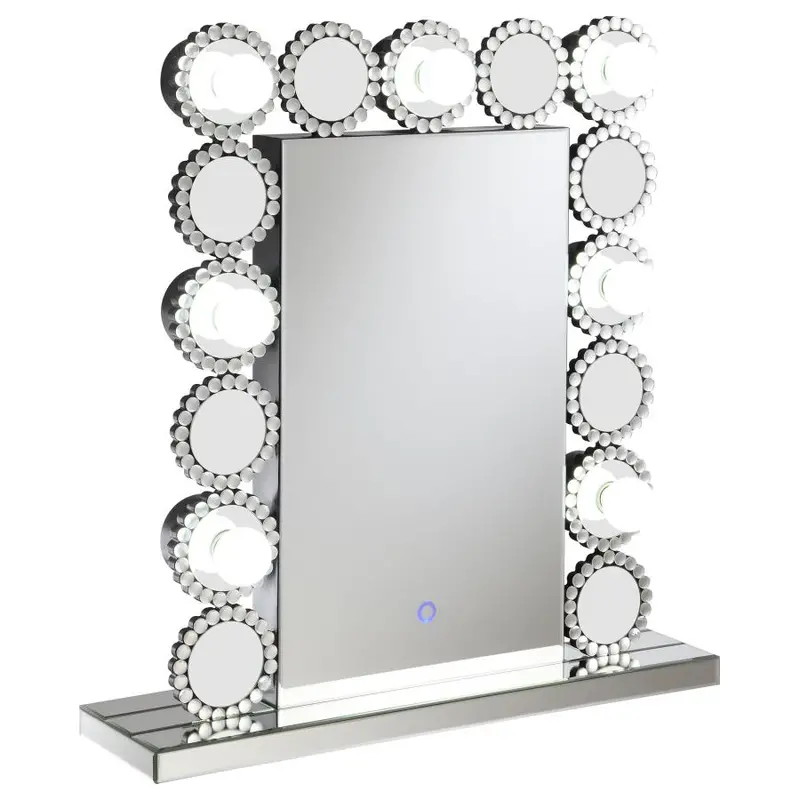 Aghes Silver Vanity Mirror with Built-in LED Lighting