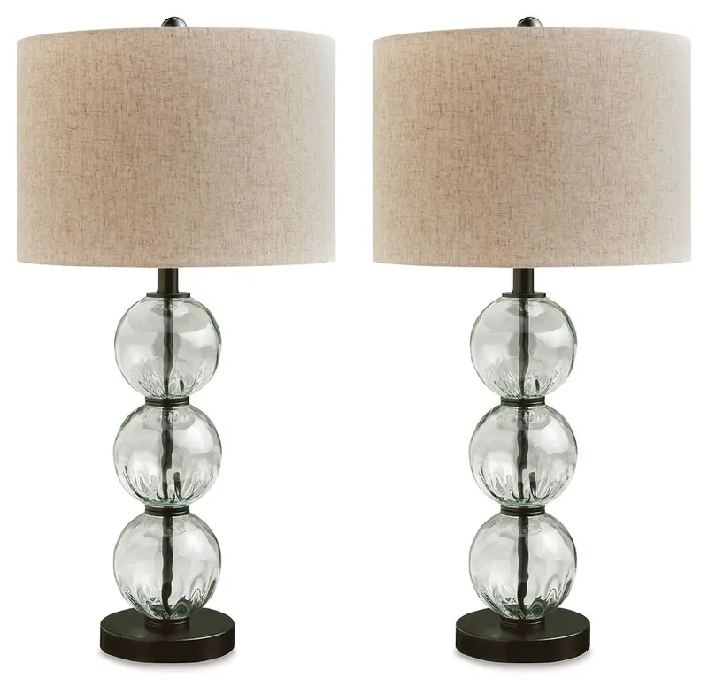 Airbal Clear Glass Table Lamps – Set of 2 in Black Base