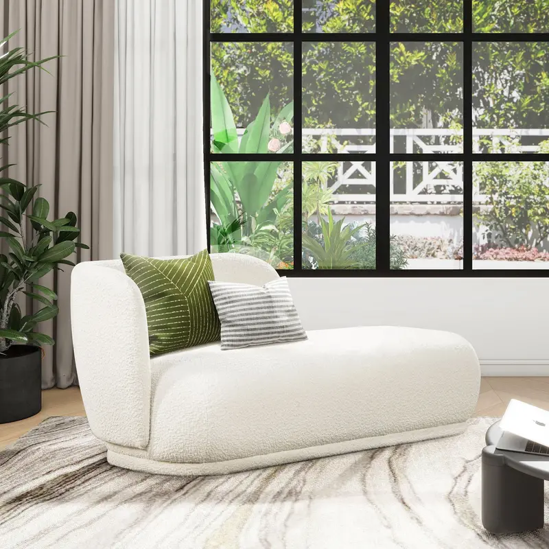 Aire Rounded Chaise Lounge – RAF-Style Ivory White Modern Lounger