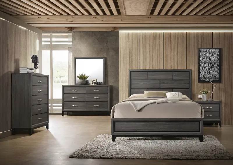 Akerson Grey Nightstand with Modern Design