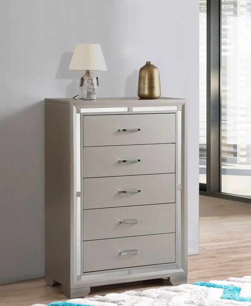 Alana Chest with Elegant Silver-Champagne Surface
