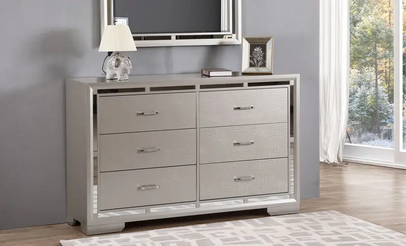 Alana Dresser in Shimmering Silver-Champagne Finish