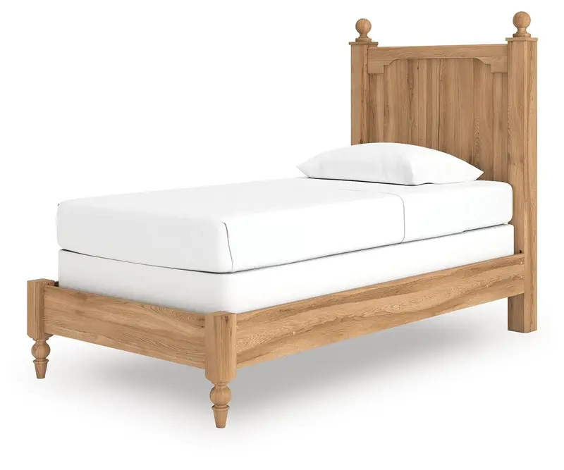 Aleaport Minimalist Panel Bed Frame with Refined Wood Grain Finish