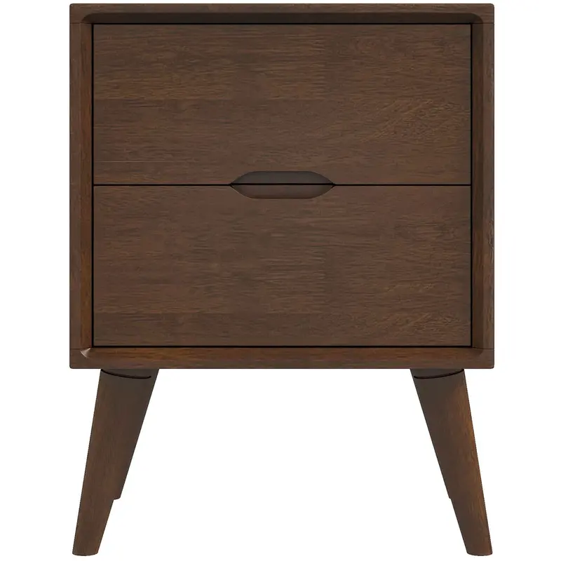 Alexandra 2-Drawer Nightstand – Walnut Brown Finish