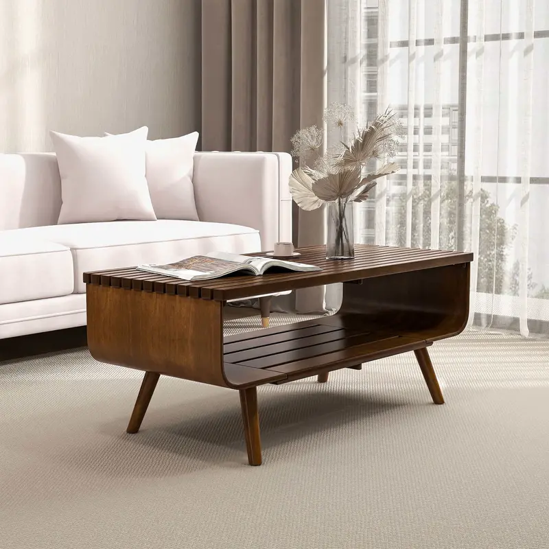Alice Mid-Century Side Table with Walnut Finish