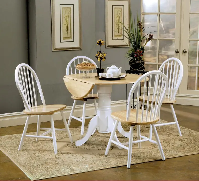 Allison White 5-Piece Round Drop-Leaf Dining Set