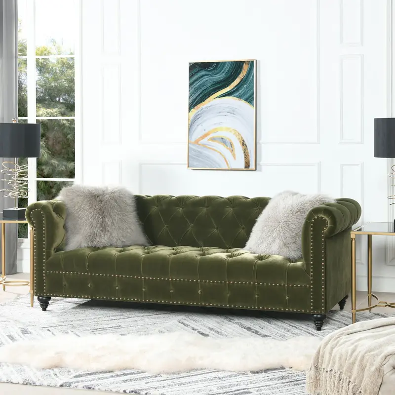 Alto Tufted Chesterfield-Style Sofa with Rolled Arms and Deep Buttoning