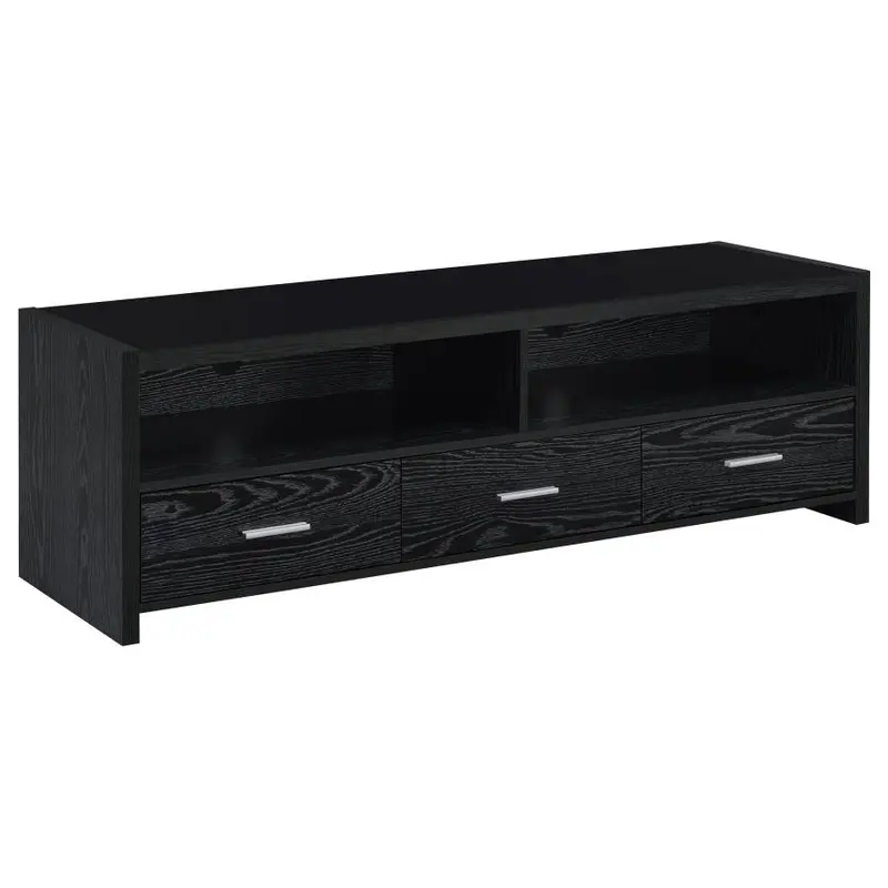 Alton Black Oak 3-Drawer TV Console with Media Storage