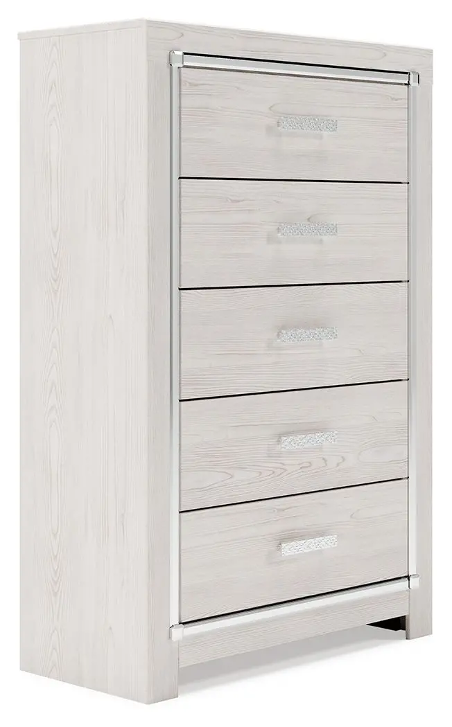 Altyra White Five-Drawer Chest