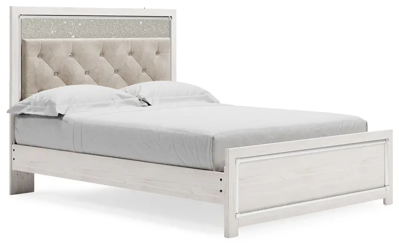 Altyra White Queen Panel Bed with Roll Slats