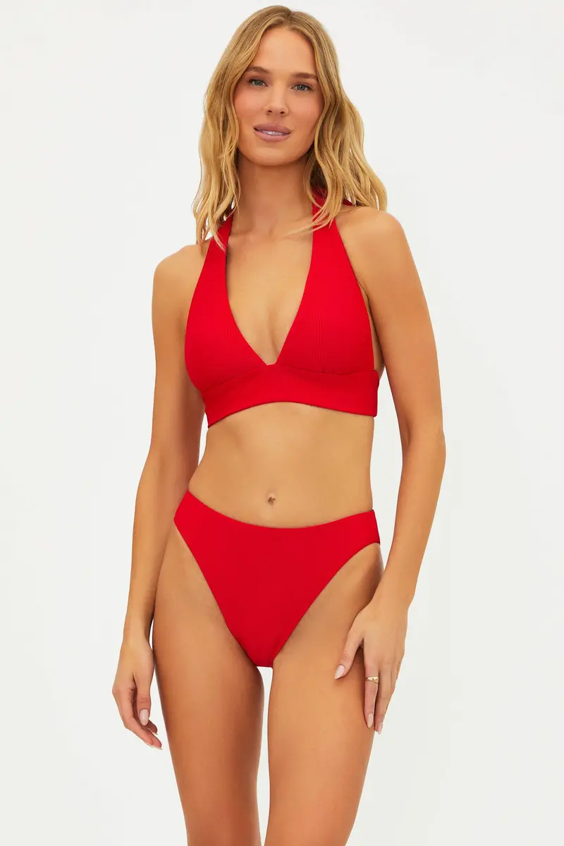 Amarie Solid Red Slim-Fit Leggings