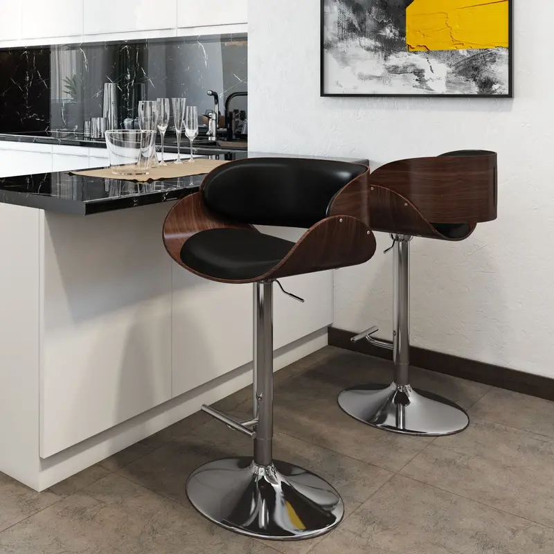 Amery Mid-Century Swivel Bar Stool with Adjustable Height