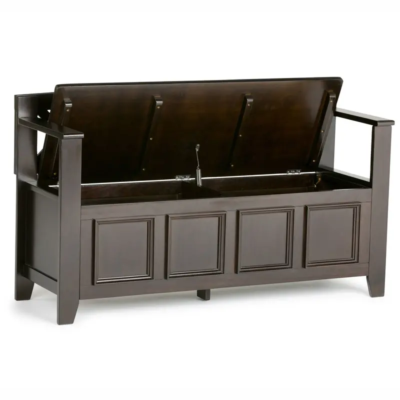 Amherst Entryway Storage Bench – Hickory Brown Solid Wood