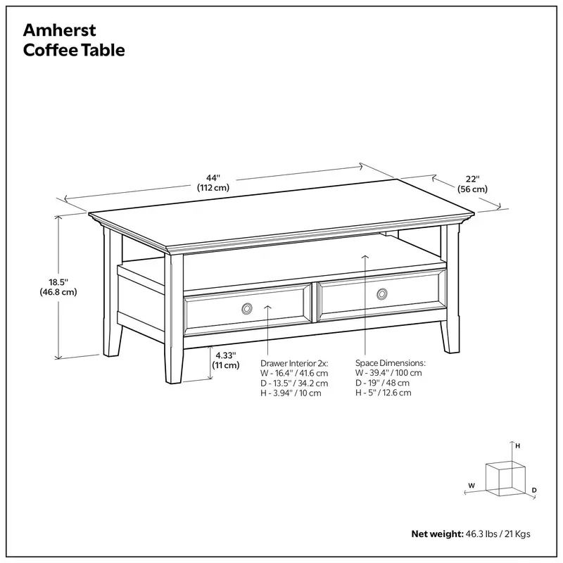 Amherst Hickory-Brown Coffee Table with Rustic Elegance