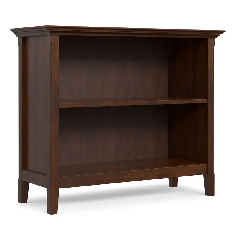Amherst Two-Tier Brown Wood Bookshelf for Living or Office Space
