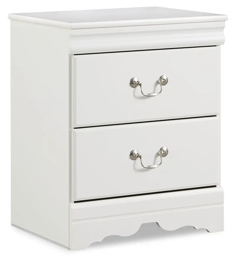 Anarasia Two-Drawer Nightstand – Clean White Finish
