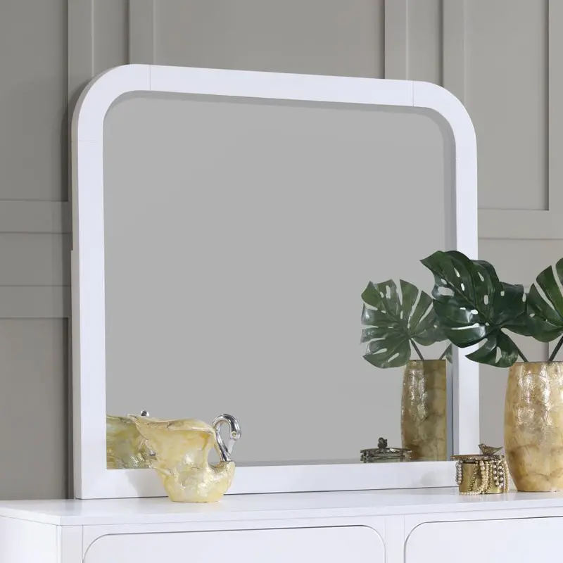 Anastasia Pearl White Dresser with Matching Mirror