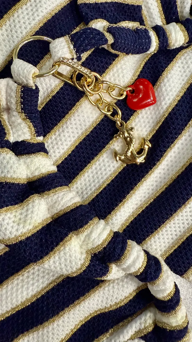 Anchor-Style Gold Bikini Charm Pendant
