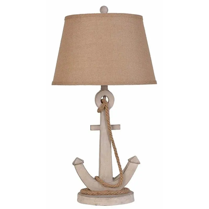 Anchor-Style White-Washed Table Lamp Duo