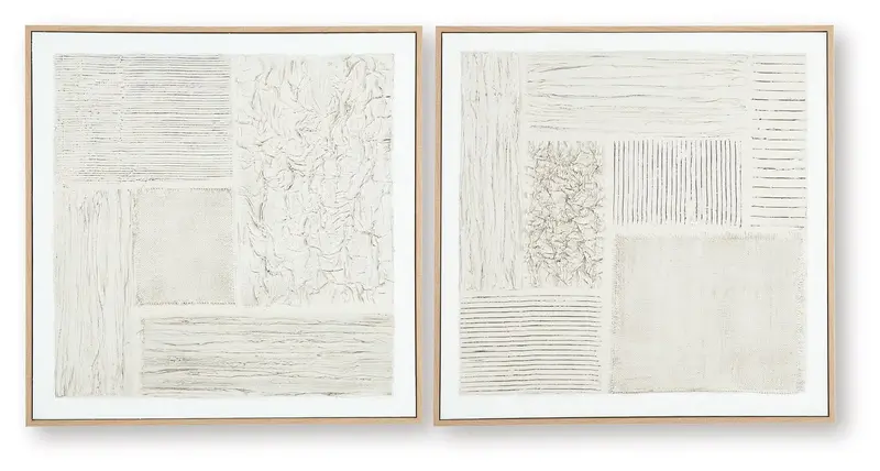 Andorfield Dual-Piece Wall Art Set – Coordinated Beige, Black, and White Prints