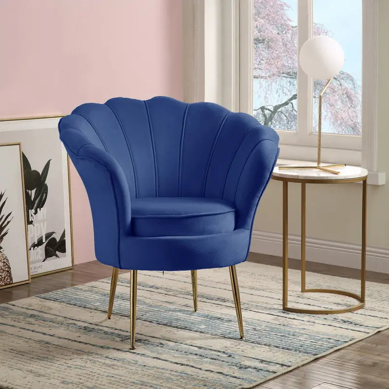 Angelina Scalloped Barrel Chair with Metal Legs
