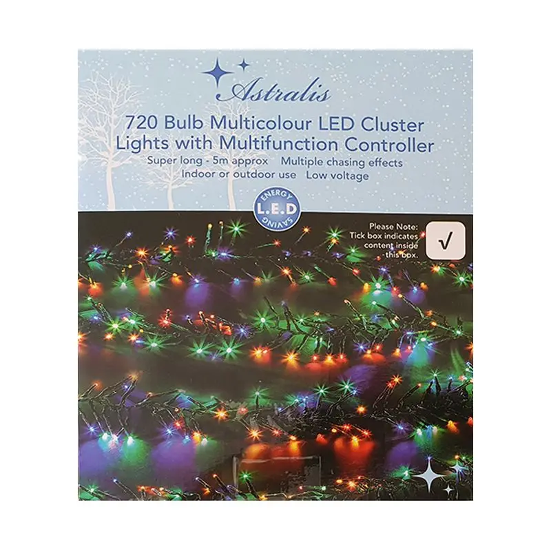Animated Outdoor Christmas Cluster Lights – 720 Multicolour LEDs for Seasonal Displays