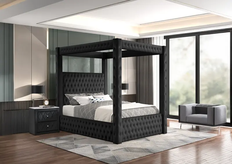 Annabelle Black Canopy Bed Frame