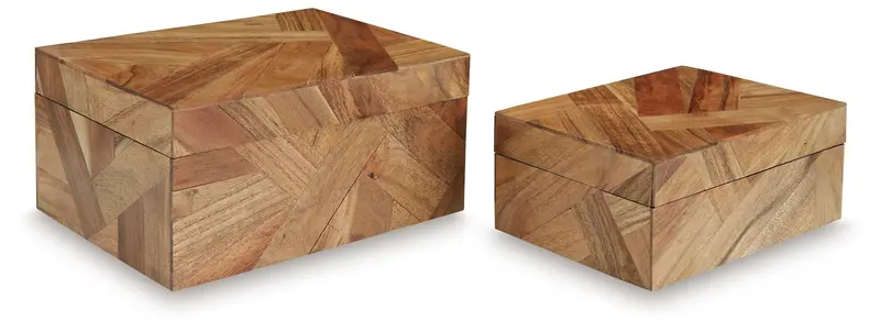 Antford Stackable Storage Boxes – Set of 2 in Rich Brown Finish