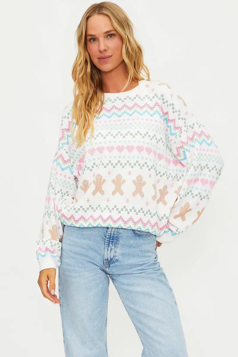 Anthropologie x Beach Riot Devyn Gingerbread Fairisle Sweatshirt