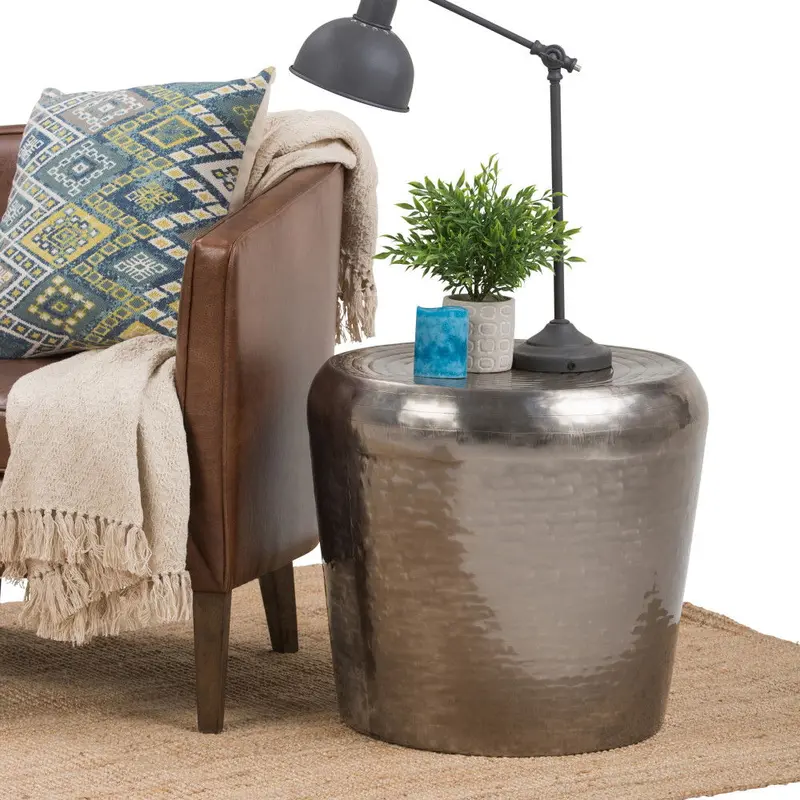 Antique Silver Metal Accent Table – Troy Style