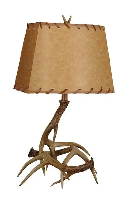 Antler-Motif Table Lamps with Fabric Shades (Set of 2)