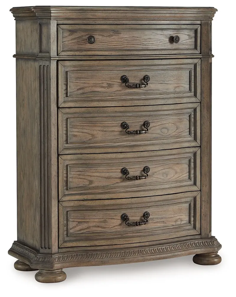 Ardenfield 5-Drawer Chest – Light Brown Woodgrain Finish