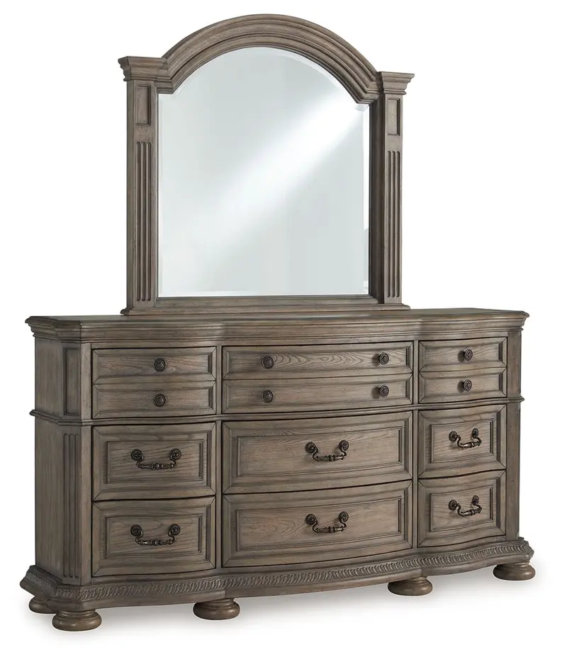 Ardenfield Light Brown Dresser with Coordinating Full-Length Mirror
