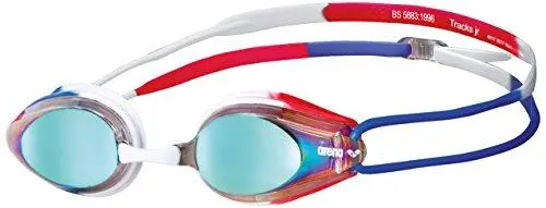 Arena Tracks Junior Mirror Swim Goggles – Gold, Blue & Red