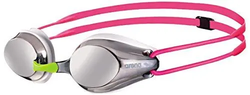 Arena Tracks Junior Mirror Swim Goggles – Silver, White & Fuchsia