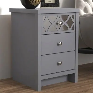 Arianna Grey Slim Bedside Table with 3 Drawers