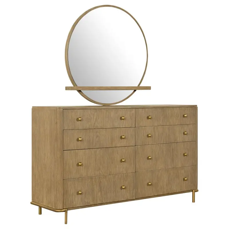 Arini 8-Drawer Upholstered Dresser with Full-Length Mirror