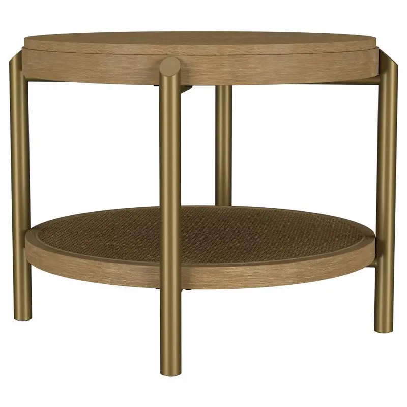 Arini Round Side Table with Built-In Storage Shelf