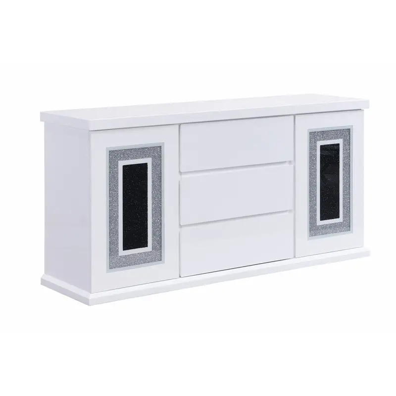 Ariya Buffet Cabinet with Tempered Glass Inlay Panels