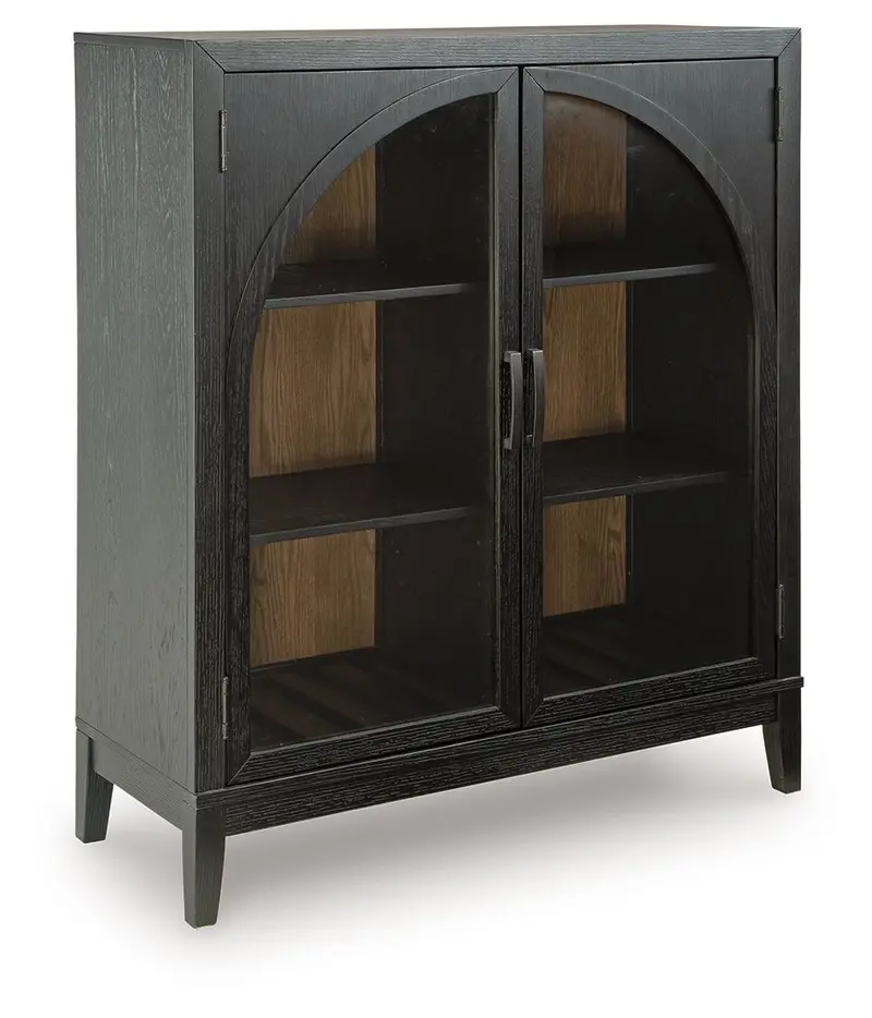 Armenleigh Dual-Tone Bar Cabinet – Black and Brown Modern Serving Unit