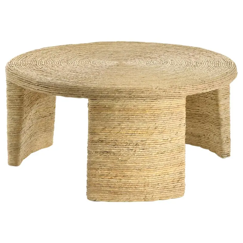 Artina Woven Rattan Round Side Table for Boho or Coastal Interiors
