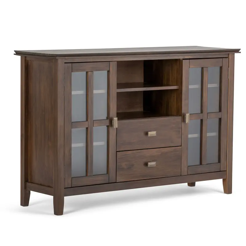Artisan Tall TV Media Stand – Natural Aged Brown Vertical Console