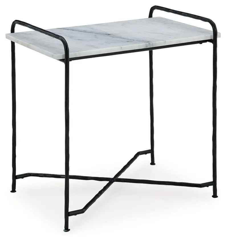 Ashber White-and-Black Geometric Accent Table for Modern Spaces