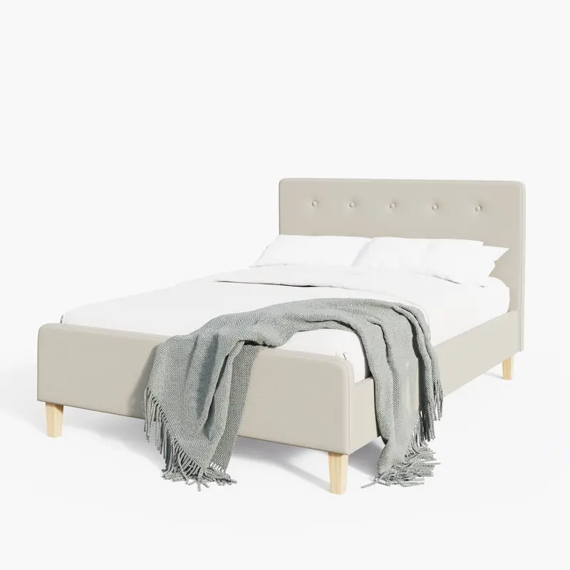 Ashbourne Double Bed Frame – Natural Wood Finish, 5′ x 7′