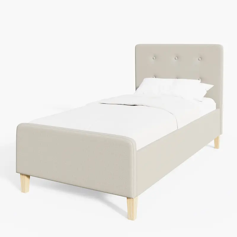Ashbourne Natural Wood & Fabric Ottoman Bed – Single Size (3′ x 7′) with Hidden Storage Compartment