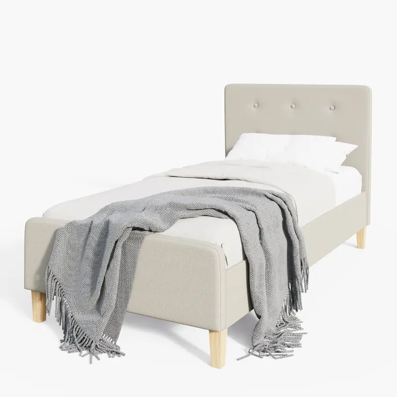 Ashbourne Natural Wooden Single Bed Frame – 3ft x 7ft Solid Timber Design