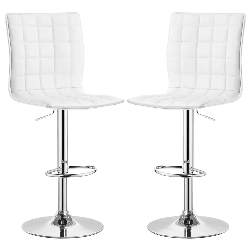 Ashbury White Adjustable Upholstered Bar Stools – Set of 2