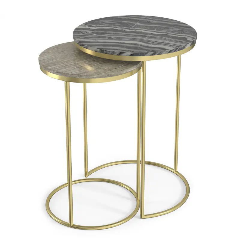 Ashley Gold-Finished 2-Piece Nesting Table Set